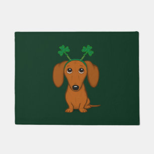 Funny Saint Patrick's Day Dachshund Shamrocks Deurmat