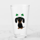 Funny Saint Patrick's Day Dachshund Shamrocks Glas (Voorkant)