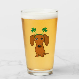 Funny Saint Patrick's Day Dachshund Shamrocks Glas