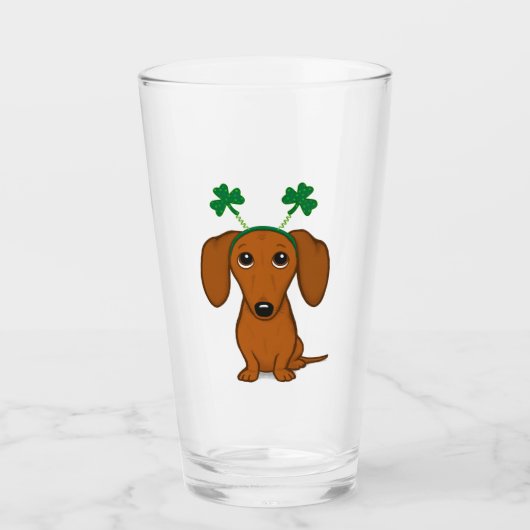 Funny Saint Patrick's Day Dachshund Shamrocks Glas (Voorkant)