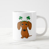 Funny Saint Patrick's Day Dachshund Shamrocks Grote Koffiekop (Rechts)