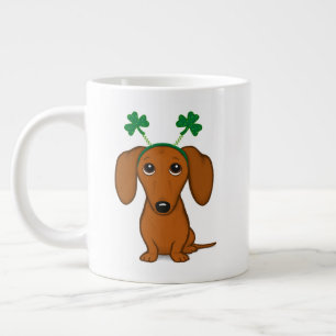 Funny Saint Patrick's Day Dachshund Shamrocks Grote Koffiekop