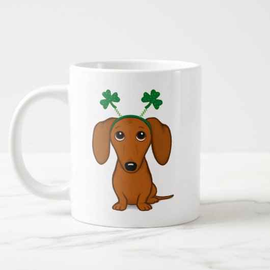 Funny Saint Patrick's Day Dachshund Shamrocks Grote Koffiekop (Links)