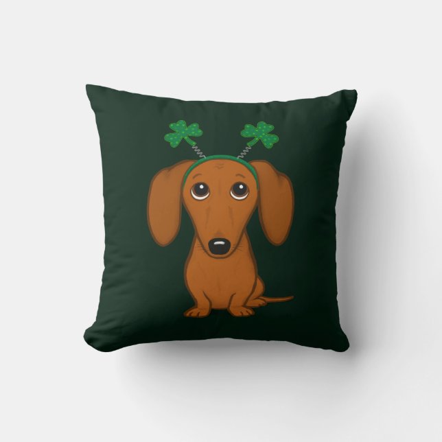 Funny Saint Patrick's Day Dachshund Shamrocks Kussen (Voorkant)