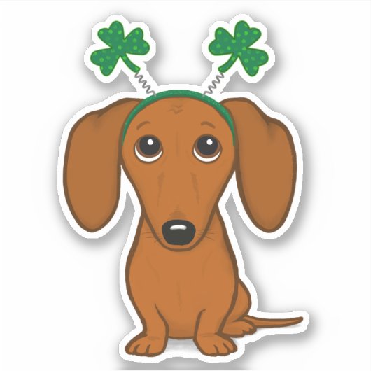 Funny Saint Patrick's Day Dachshund Shamrocks Sticker (Voorkant)