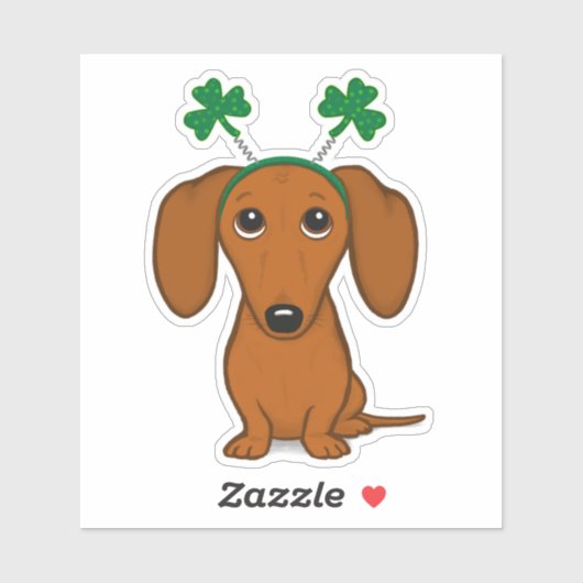 Funny Saint Patrick's Day Dachshund Shamrocks Sticker (Vel)