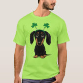 Funny Saint Patrick's Day Dachshund Shamrocks T-shirt (Voorkant)