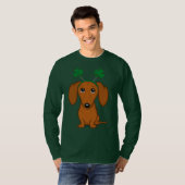 Funny Saint Patrick's Day Dachshund Shamrocks T-shirt (Voorkant volledig)
