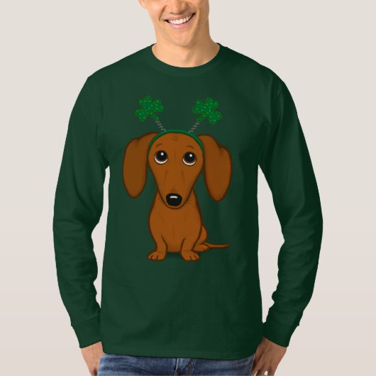 Funny Saint Patrick's Day Dachshund Shamrocks T-shirt (Voorkant)