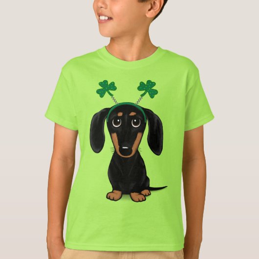 Funny Saint Patrick's Day Dachshund Shamrocks T-shirt (Voorkant)