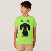 Funny Saint Patrick's Day Dachshund Shamrocks T-shirt (Voorkant volledig)