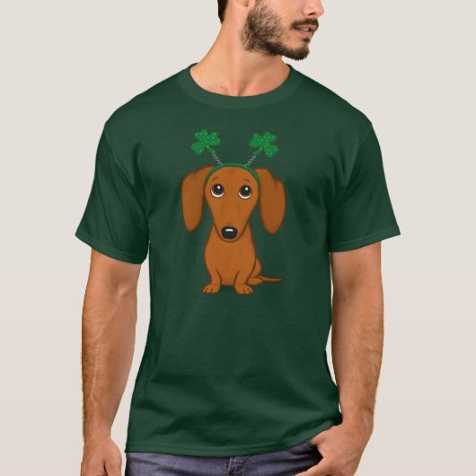 Funny Saint Patrick's Day Dachshund Shamrocks T-shirt (Voorkant)