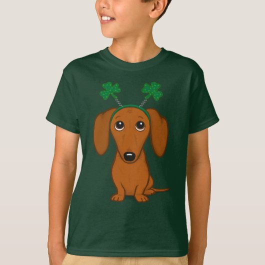 Funny Saint Patrick's Day Dachshund Shamrocks T-shirt (Voorkant)