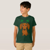 Funny Saint Patrick's Day Dachshund Shamrocks T-shirt (Voorkant volledig)