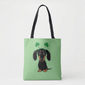 Funny Saint Patrick's Day Dachshund Shamrocks Tote Bag (Voorkant)
