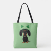 Funny Saint Patrick's Day Dachshund Shamrocks Tote Bag (Achterkant)