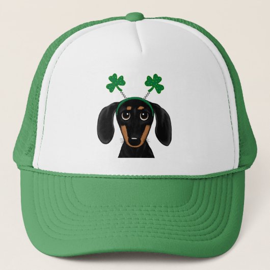 Funny Saint Patrick's Day Dachshund Shamrocks Trucker Pet (Voorkant)
