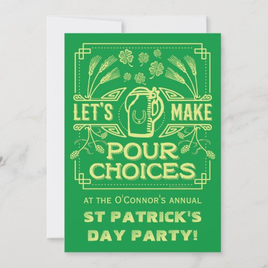 Funny Saint Patrick's Day Green Irish Beer Party Kaart (Voorkant)