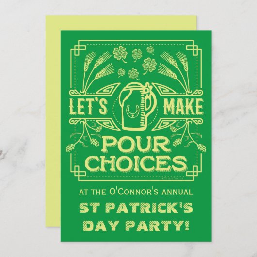Funny Saint Patrick's Day Green Irish Beer Party Kaart (Voorkant / Achterkant)