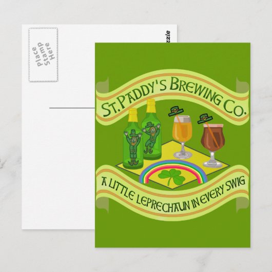 Funny Saint Patrick's Day Leprechaun Brewery Briefkaart (Voorkant / Achterkant)