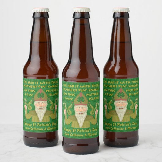 Funny Saint Patrick's Day Sakes Joke Green Irish Bier Etiket (Flessen)