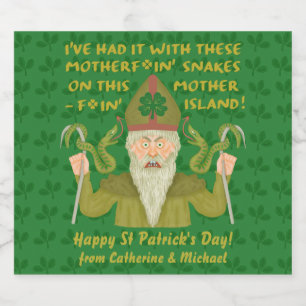 Funny Saint Patrick's Day Sakes Joke Green Irish Bier Etiket