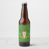 Funny Saint Patrick's Day Sakes Joke Green Irish Bier Etiket (Voorkant)
