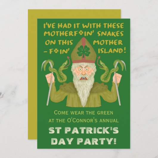 Funny Saint Patrick's Day Sakes Joke Irish Party Kaart (Voorkant / Achterkant)