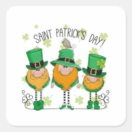 Funny Saint Patrick's Day T-Shirt Irish Shamrock Vierkante Sticker