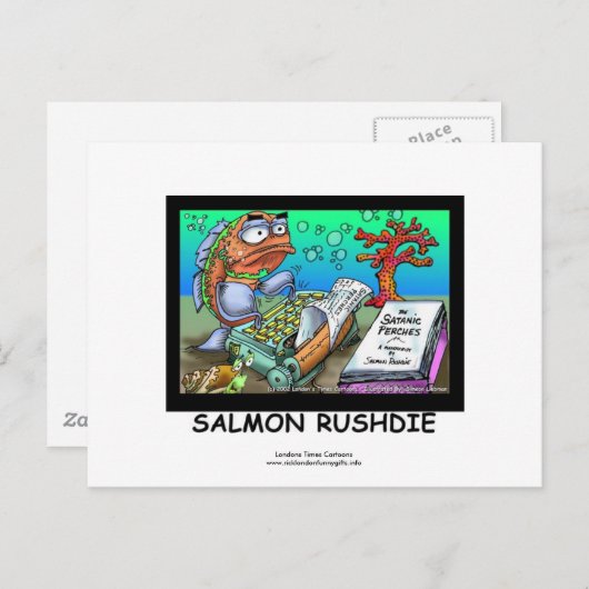 Funny Salman Rushdie Fish Post Kaarten set-set 8 (Voorkant / Achterkant)