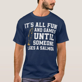 Funny Salmon Vist Citaat Alaska Angler T-shirt