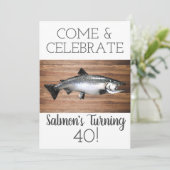 Funny Salmon Vist de geboorte van volwassen Mannen Kaart (Staand voorkant)