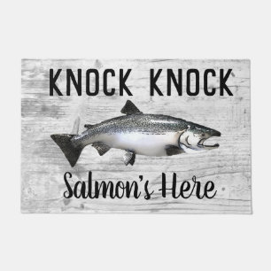 Funny Salmon Vist Pun Knock Knock Deurmat