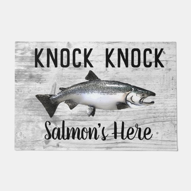 Funny Salmon Vist Pun Knock Knock Deurmat (Voorkant)