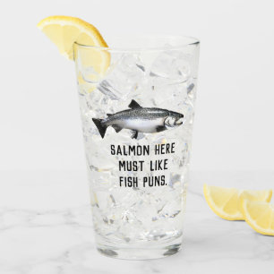 Funny Salmon Vist Puns Mannen Joke Glas