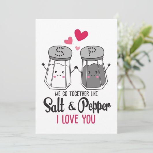 Funny Salt and Pepper Card, Funny Valentijnsdag Feestdagenkaart (Staand voorkant)