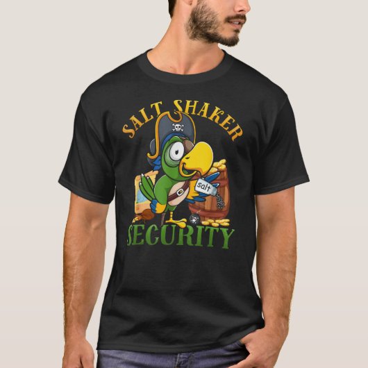 Funny Salt Shaker Security Pirate Head Parrot Conc T-shirt (Voorkant)