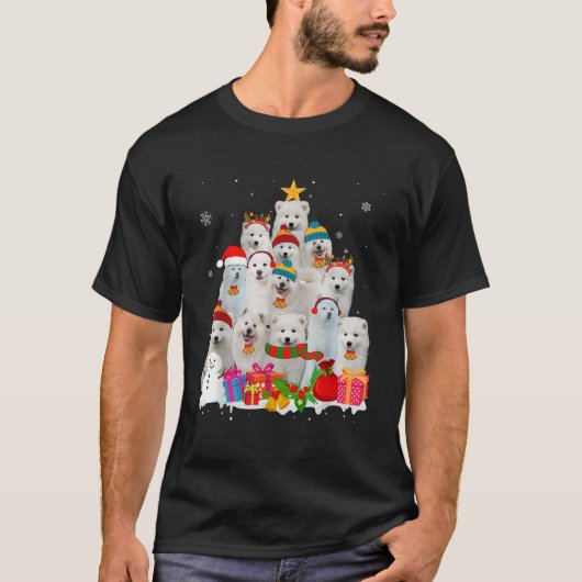 Funny Samoyed Christmas Tree Pet Hondenliefhebber  T-shirt (Voorkant)