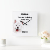 Funny Samoyed Dog Dad Waterverf Canine Art Vierkante Klok (Huis)