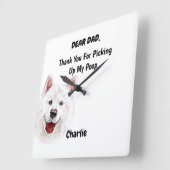 Funny Samoyed Dog Dad Waterverf Canine Art Vierkante Klok (Hoek)
