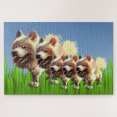 Funny Samoyed Dog Ouders met jongen Puzzle Legpuzzel (Horizontaal)