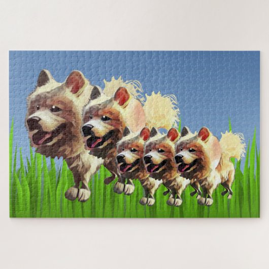 Funny Samoyed Dog Ouders met jongen Puzzle Legpuzzel (Horizontaal)