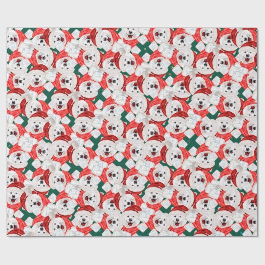 Funny Samoyed Kerstpattern Cadeaupapier (Vlak)