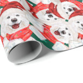 Funny Samoyed Kerstpattern Cadeaupapier (Rol Hoek)