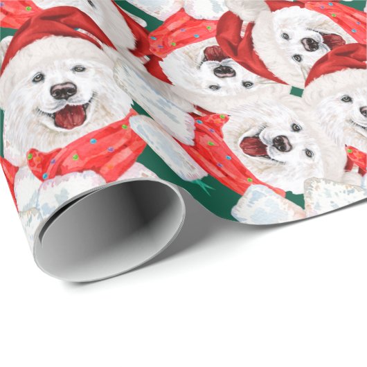 Funny Samoyed Kerstpattern Cadeaupapier (Rol Hoek)