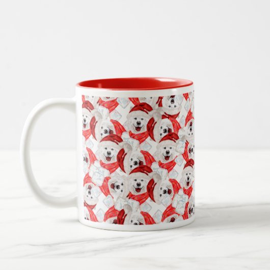 Funny Samoyed Kerstpattern Tweekleurige Koffiemok (Links)