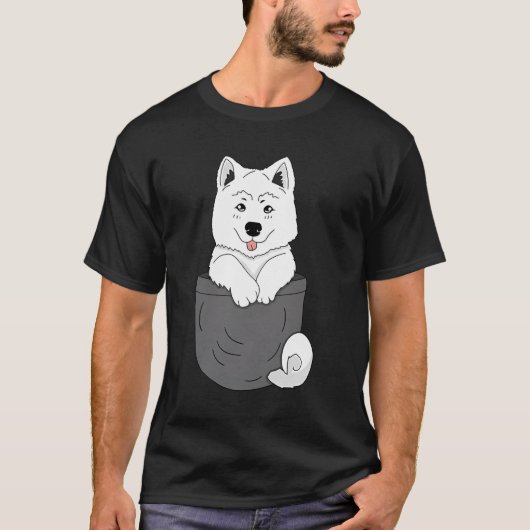 Funny Samoyed Puppy In Pocket Schattige Samoyed T-shirt (Voorkant)