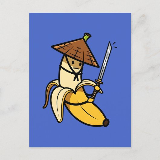 Funny Samurai Banana Ronin Cartoon Illustration Briefkaart (Voorkant)