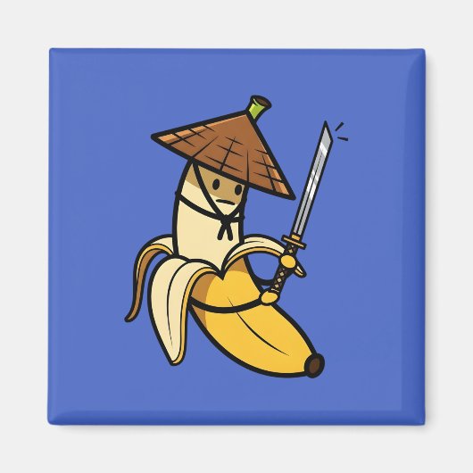Funny Samurai Banana Ronin Cartoon Illustration Magneet (Voorkant)