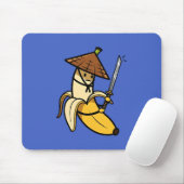 Funny Samurai Banana Ronin Cartoon Illustration Muismat (Met muis)